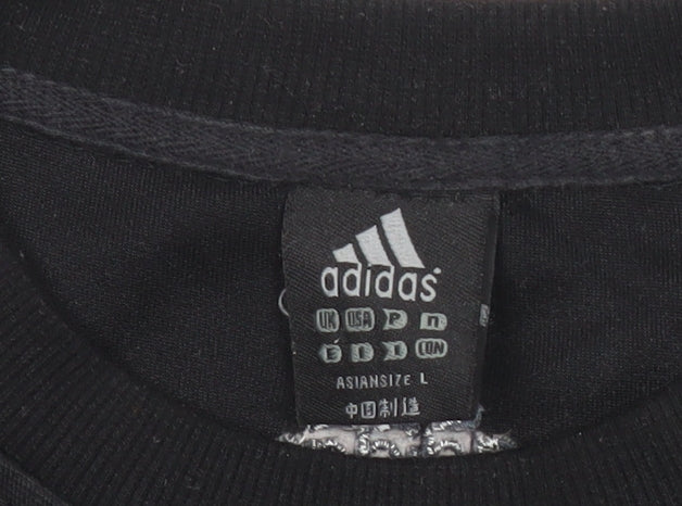 Adidas Mens Black L Pullover Sweatshirt Crew Neck Long Sleeve