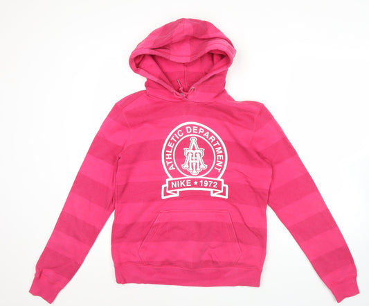 Womens UK L Regular Nike Pink Pullover Hoodie