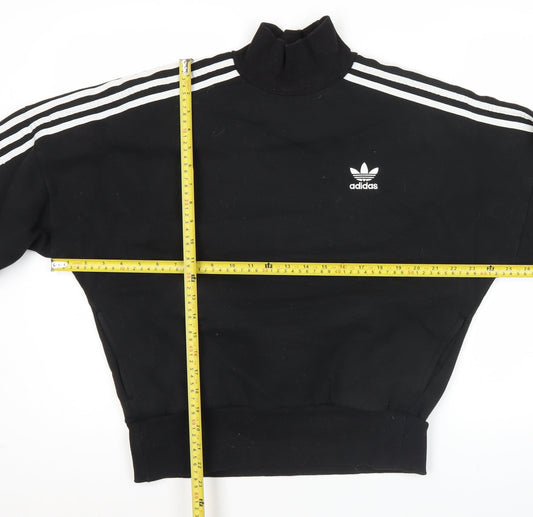 Adidas Women’s Black Small Mock Neck Sweatshirt Pullover Logo Long Sleeve