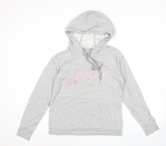 Womens UK 10 Regular adidas Grey Pullover Hoodie