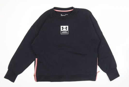 Under Armour Women Black M Sweatshirt Crew Neck Logo Athletic Casual
