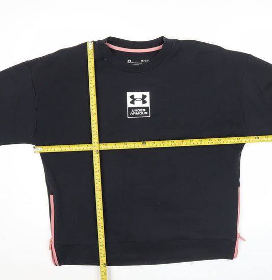 Under Armour Women Black M Sweatshirt Crew Neck Logo Athletic Casual