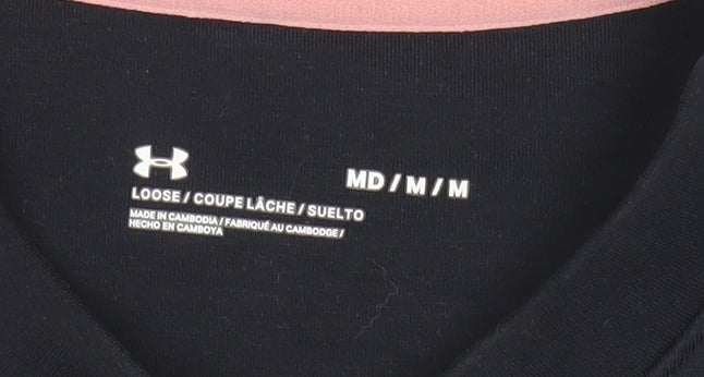 Under Armour Women Black M Sweatshirt Crew Neck Logo Athletic Casual