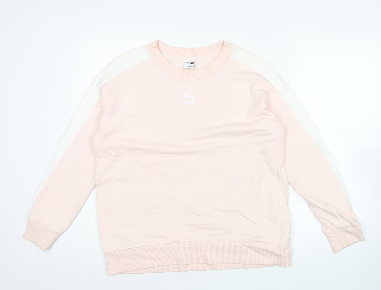 Puma Women’s Pink Logo Sweatshirt Size 10 Raglan Sleeve Crew Neck