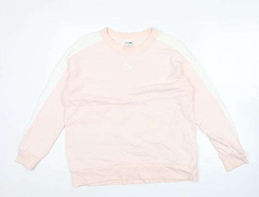 Puma Women’s Pink Logo Sweatshirt Size 10 Raglan Sleeve Crew Neck