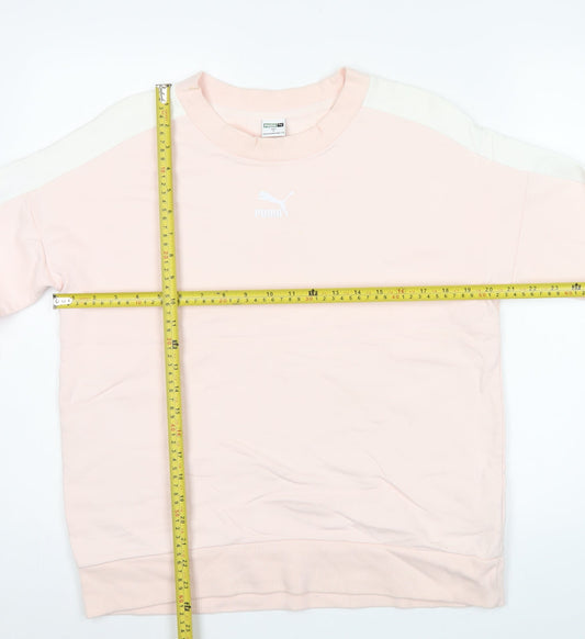 Puma Women’s Pink Logo Sweatshirt Size 10 Raglan Sleeve Crew Neck
