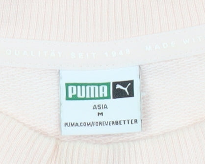 Puma Women’s Pink Logo Sweatshirt Size 10 Raglan Sleeve Crew Neck