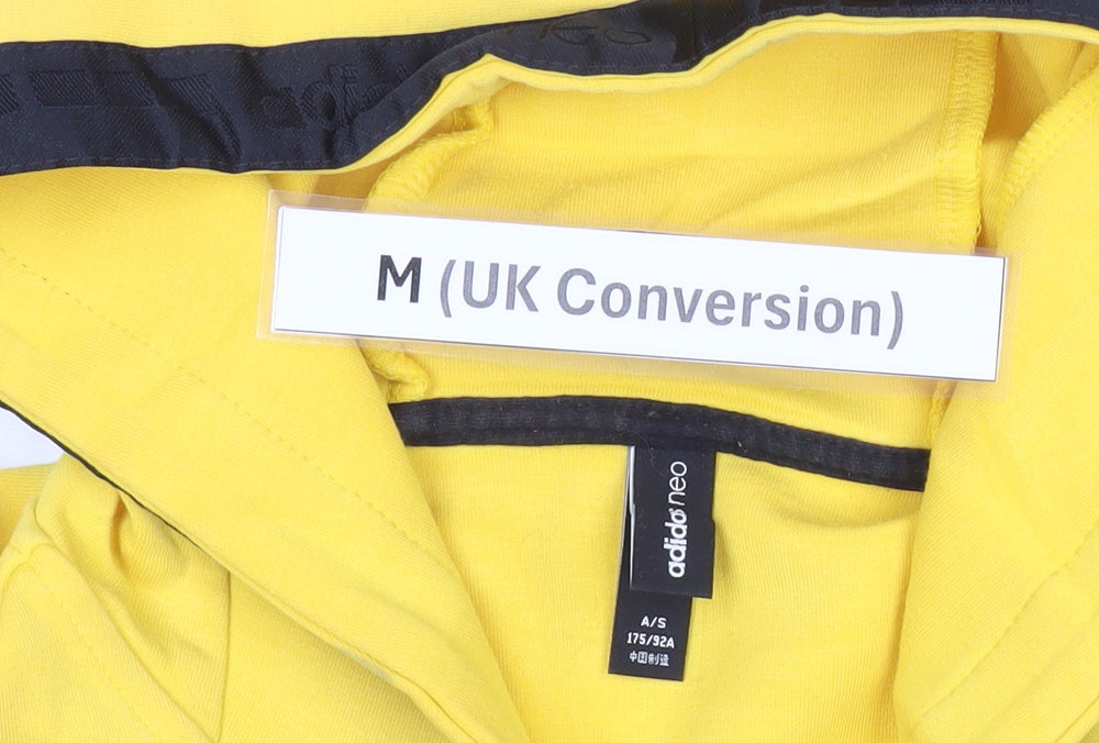 Adidas Neo Men's Yellow Pullover Hoodie M Logo Hooded Sweatshirt