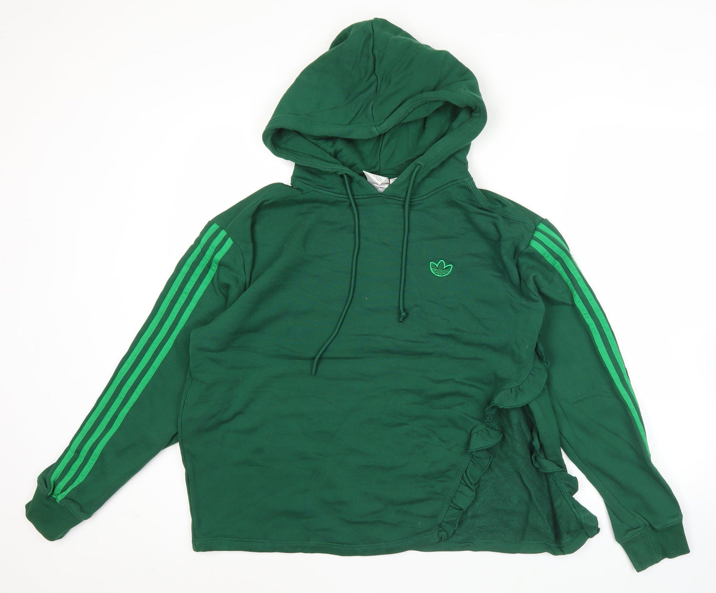 Adidas Womens Green Pullover Hoodie Size 10 Logo Sportswear