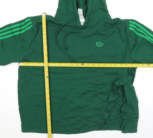 Adidas Womens Green Pullover Hoodie Size 10 Logo Sportswear
