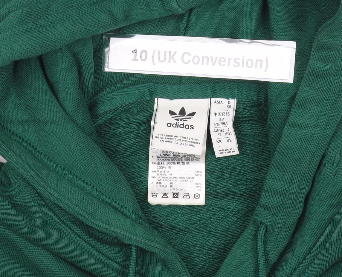 Adidas Womens Green Pullover Hoodie Size 10 Logo Sportswear