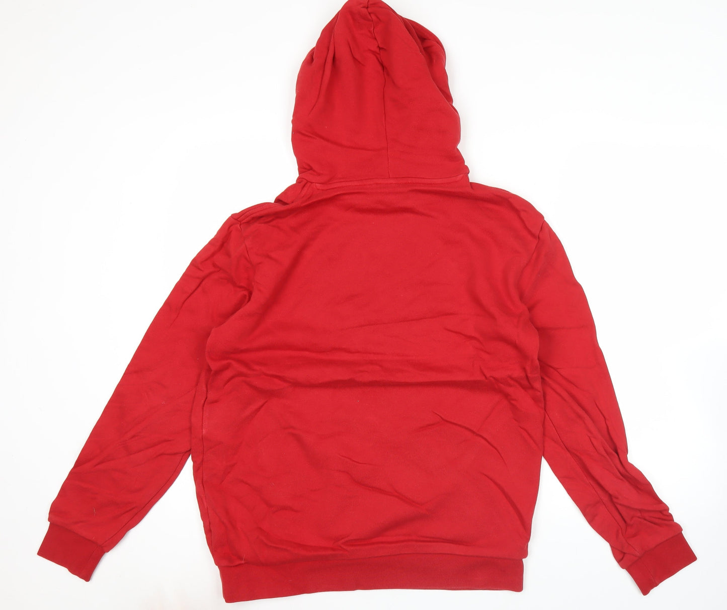 Adidas Mens Red Pullover Hoodie L Sports Logo Casual Sweatshirt