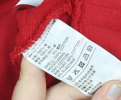 Adidas Mens Red Pullover Hoodie L Sports Logo Casual Sweatshirt