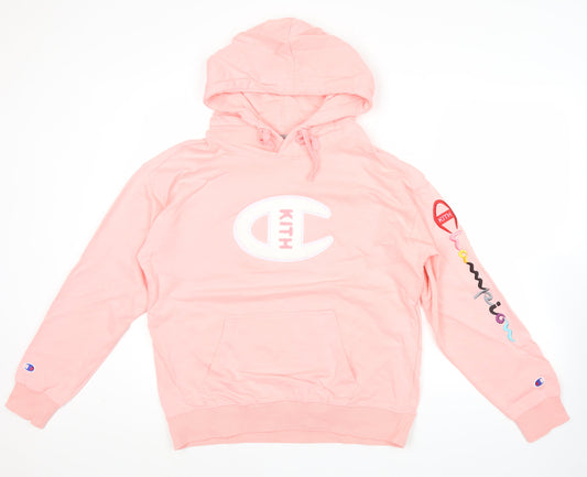 Champion x Kith Women's Pink Hoodie Medium Pullover Logo Cotton