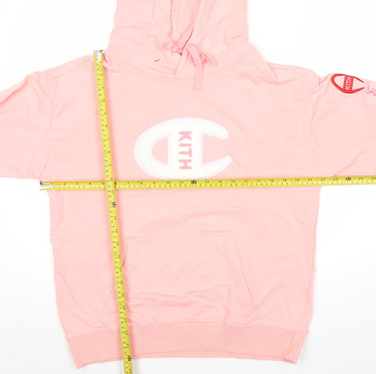 Champion x Kith Women's Pink Hoodie Medium Pullover Logo Cotton