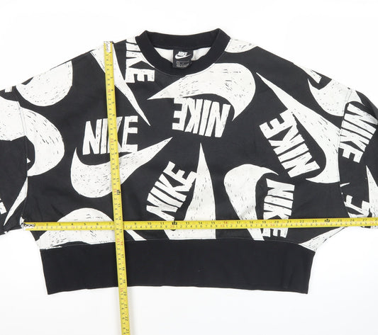 Nike Women’s Black Logo Print Sweatshirt L Oversized Pullover