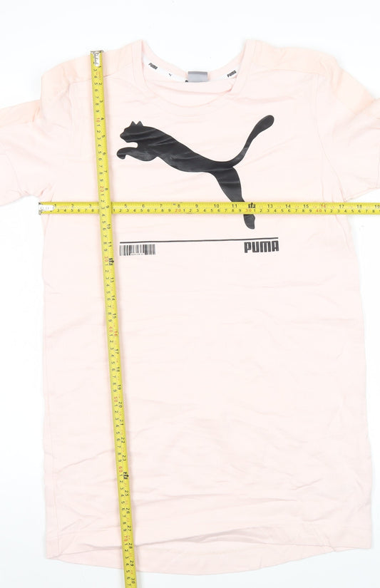 Puma Womens Pink XS Tunic Sweatshirt Long Sleeve Logo Sportswear