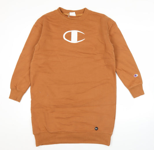 Champion Women's Brown XS Pullover Sweatshirt Dress Logo Long Sleeve