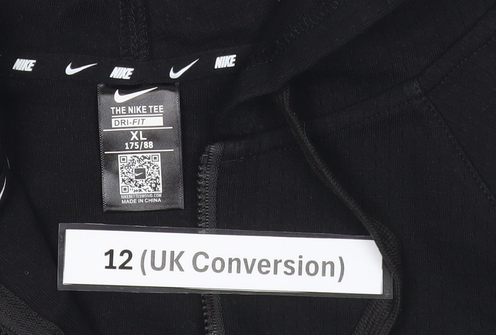 Nike Womens Black Hoodie Size 12 Pullover 1/4 Zip Training Sportswear