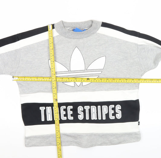 Adidas Womens Grey Black White Logo Sweatshirt Size 12