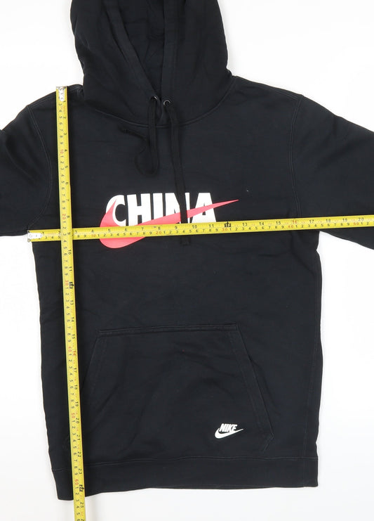 Nike Womens Black XS Pullover Hoodie China Logo Cotton Blend