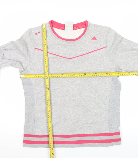 Adidas Womens Grey Pink Sweatshirt Size 14 UK Cotton Blend