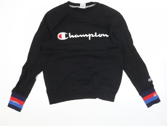 Mens UK S Regular Champion Black Pullover Sweatshirt