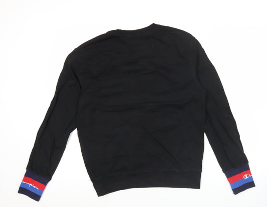 Champion Mens Black Small Sweatshirt Pullover Crew Neck Logo