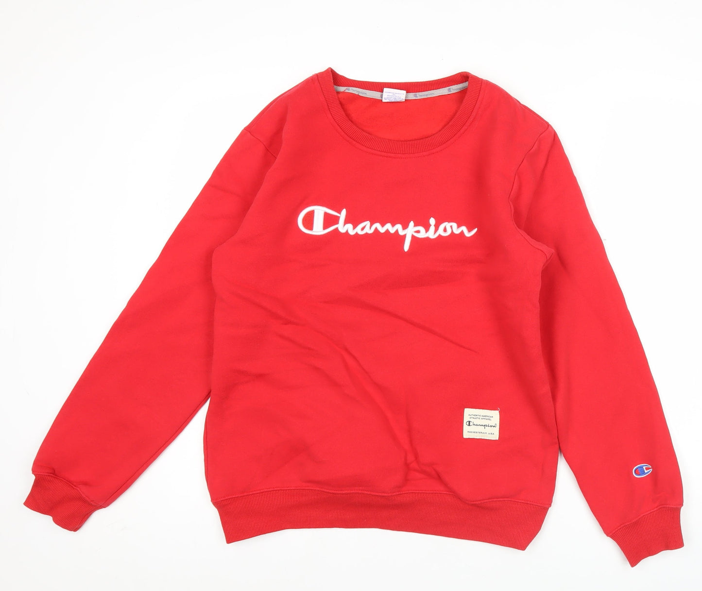 Champion Unisex Red Crew Neck Pullover Sweatshirt Size L