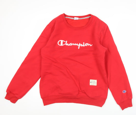 Champion Unisex Red Crew Neck Pullover Sweatshirt Size L