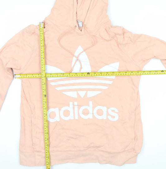 Adidas Womens Pink Pullover Hoodie Size 12 Regular Fit Logo Sportswear
