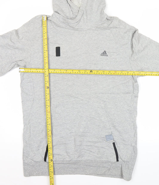 Adidas Mens Grey Pullover Hoodie Size L Regular Fit Lightweight
