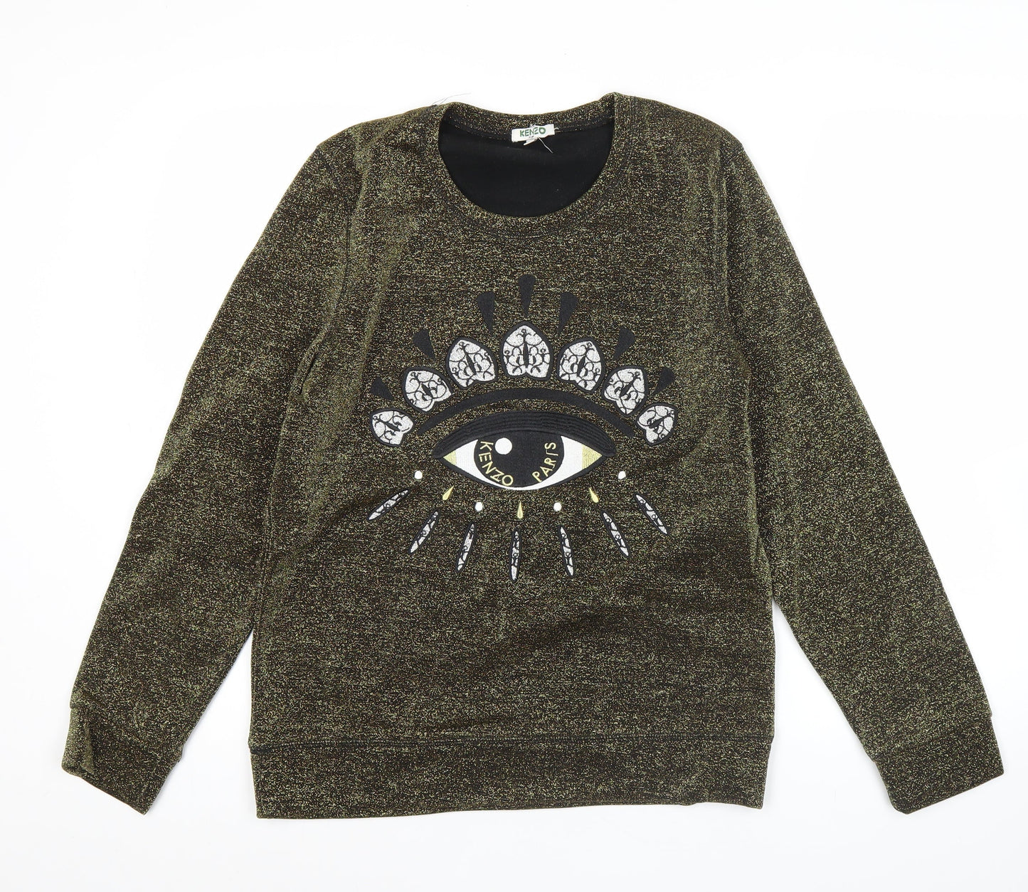 Kenzo Women’s Green Embroidered Eye Sweatshirt Size M Cotton