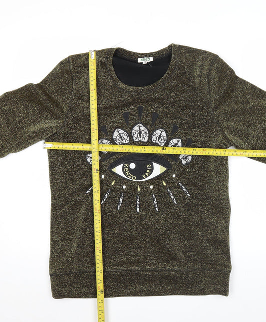 Kenzo Women’s Green Embroidered Eye Sweatshirt Size M Cotton