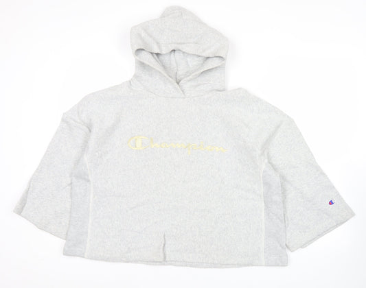 Champion Women’s Grey Pullover Hoodie Large Relaxed Fit Logo