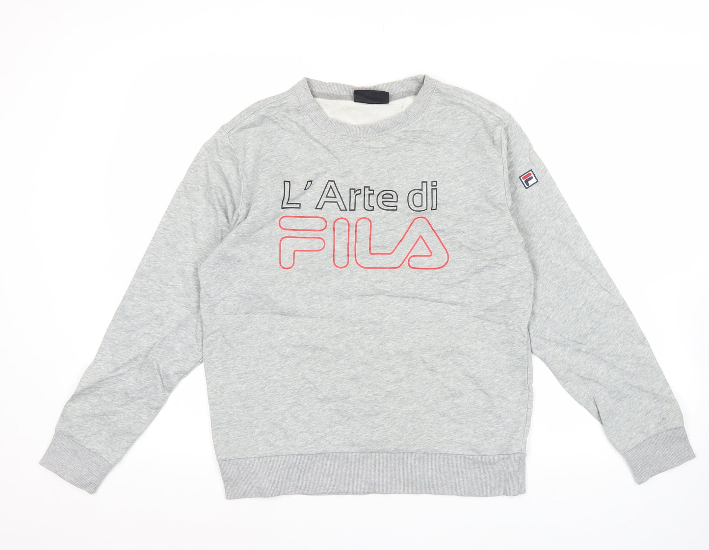 Fila Mens Grey Crew Neck Logo Sweatshirt Pullover Size M