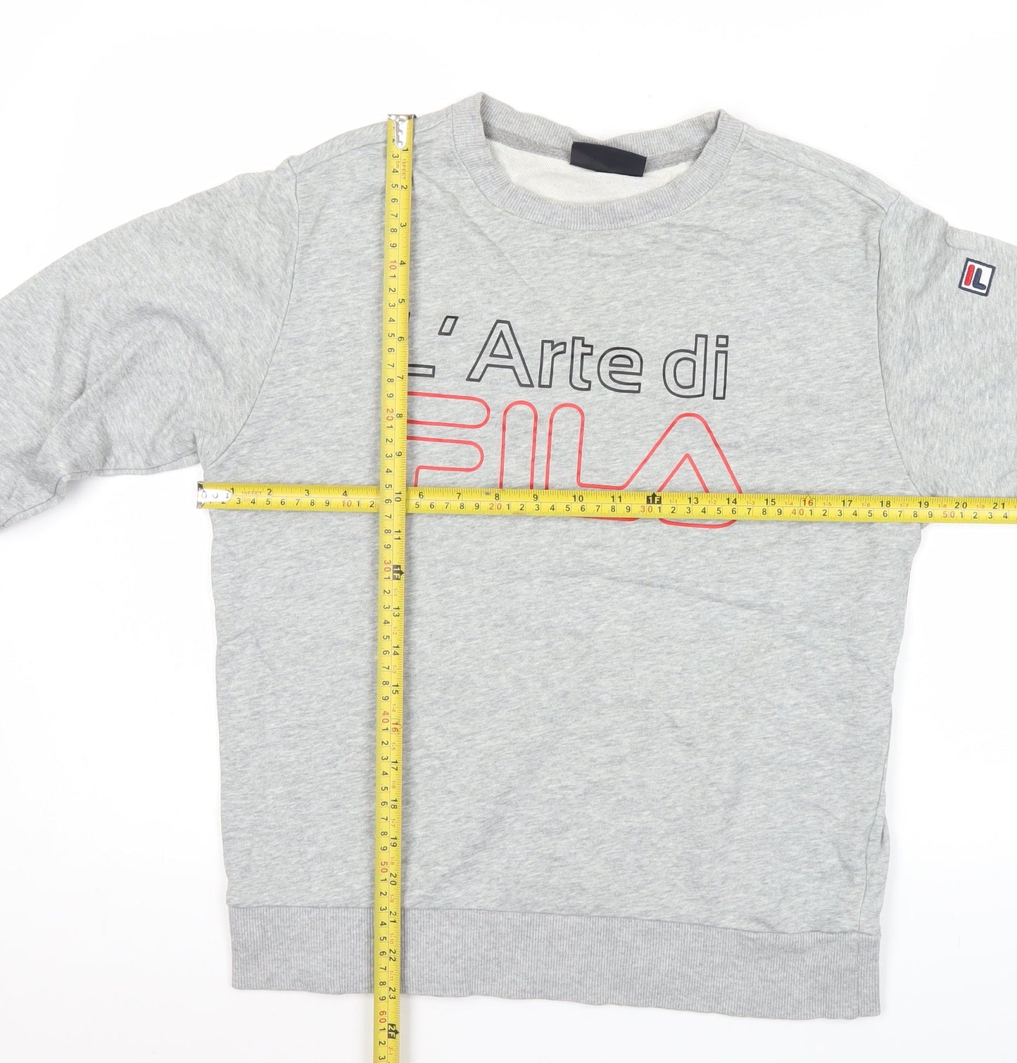 Fila Mens Grey Crew Neck Logo Sweatshirt Pullover Size M