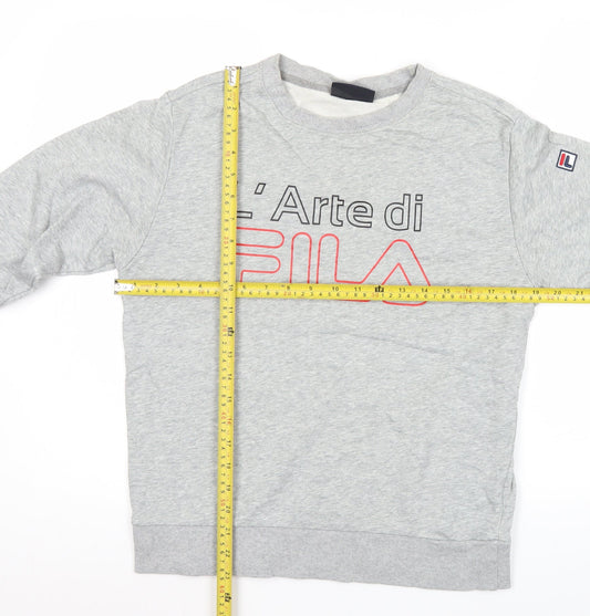 Fila Mens Grey Crew Neck Logo Sweatshirt Pullover Size M