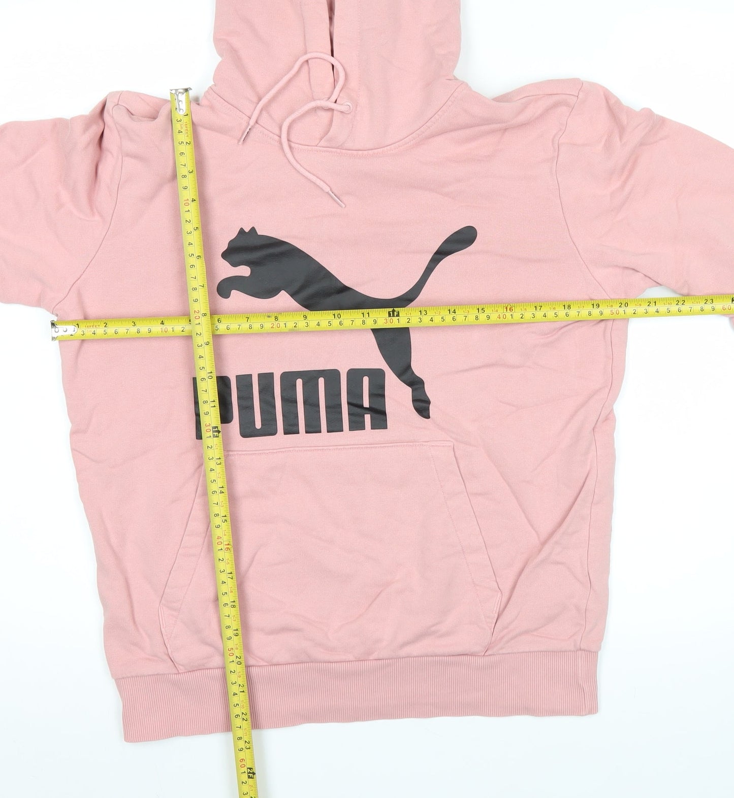 Puma Womens Pink Pullover Hoodie Size S Logo Graphic Sweatshirt