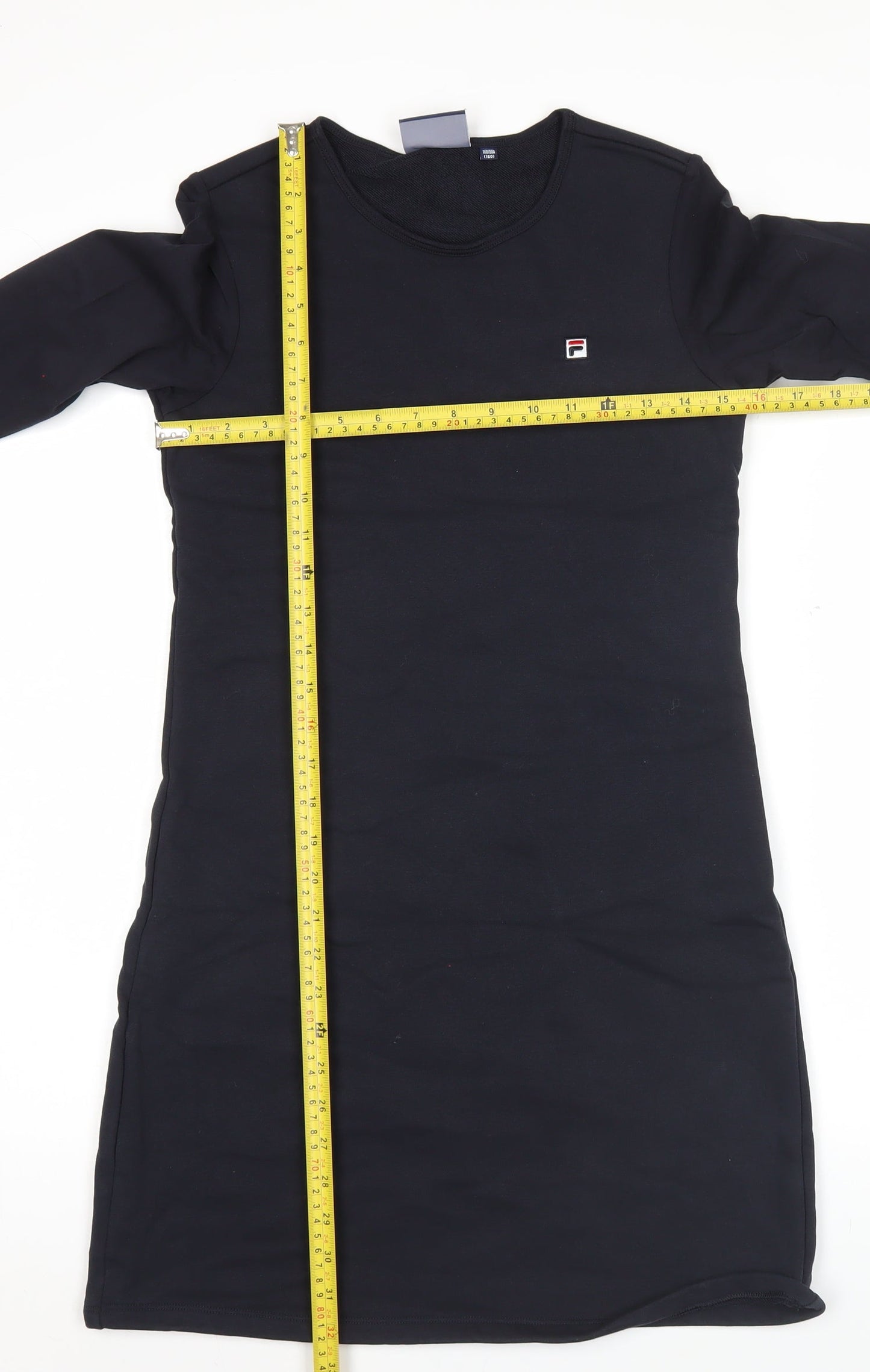 Fila Teens Black Cotton Blend Long Sleeve T-Shirt Dress Size 6