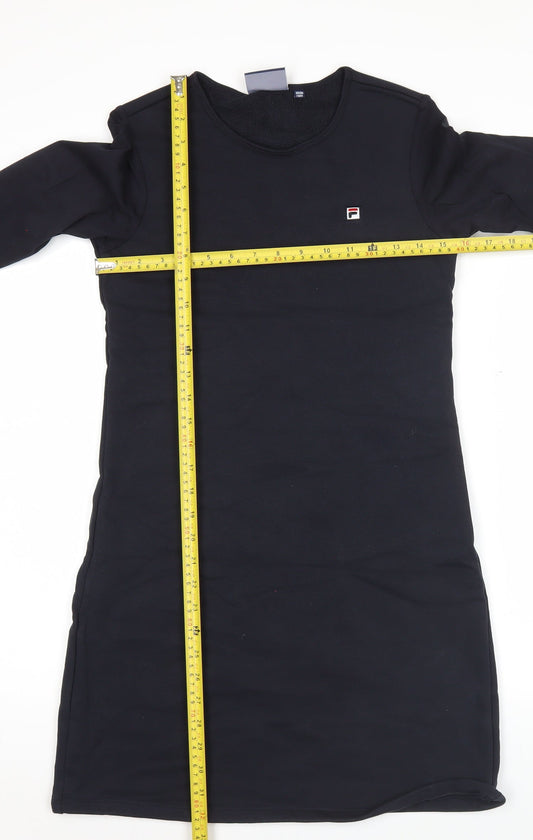Fila Teens Black Cotton Blend Long Sleeve T-Shirt Dress Size 6