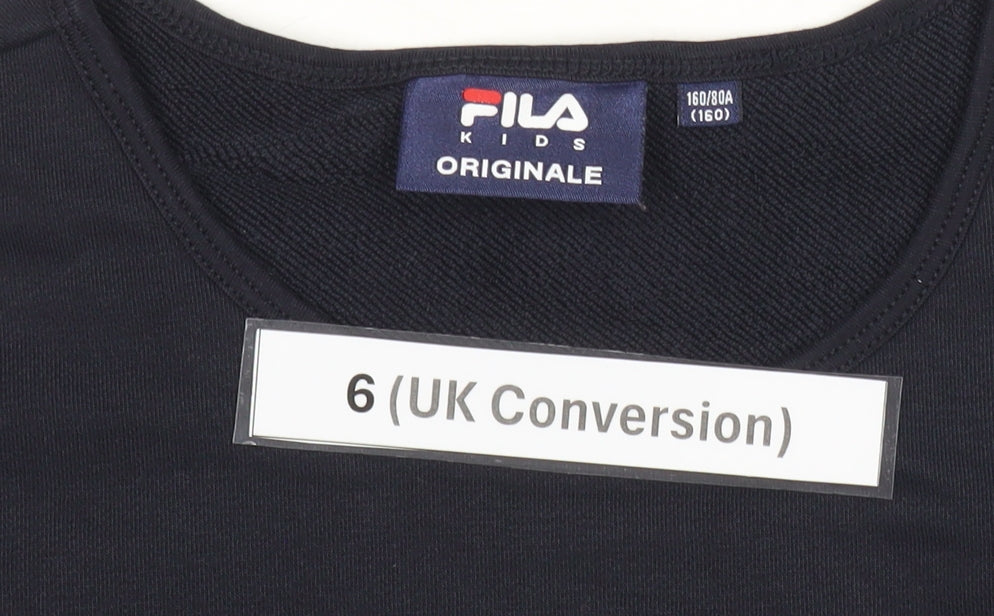 Fila Teens Black Cotton Blend Long Sleeve T-Shirt Dress Size 6