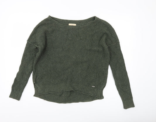 Hollister Womens Green Chunky Knit Pullover Jumper M