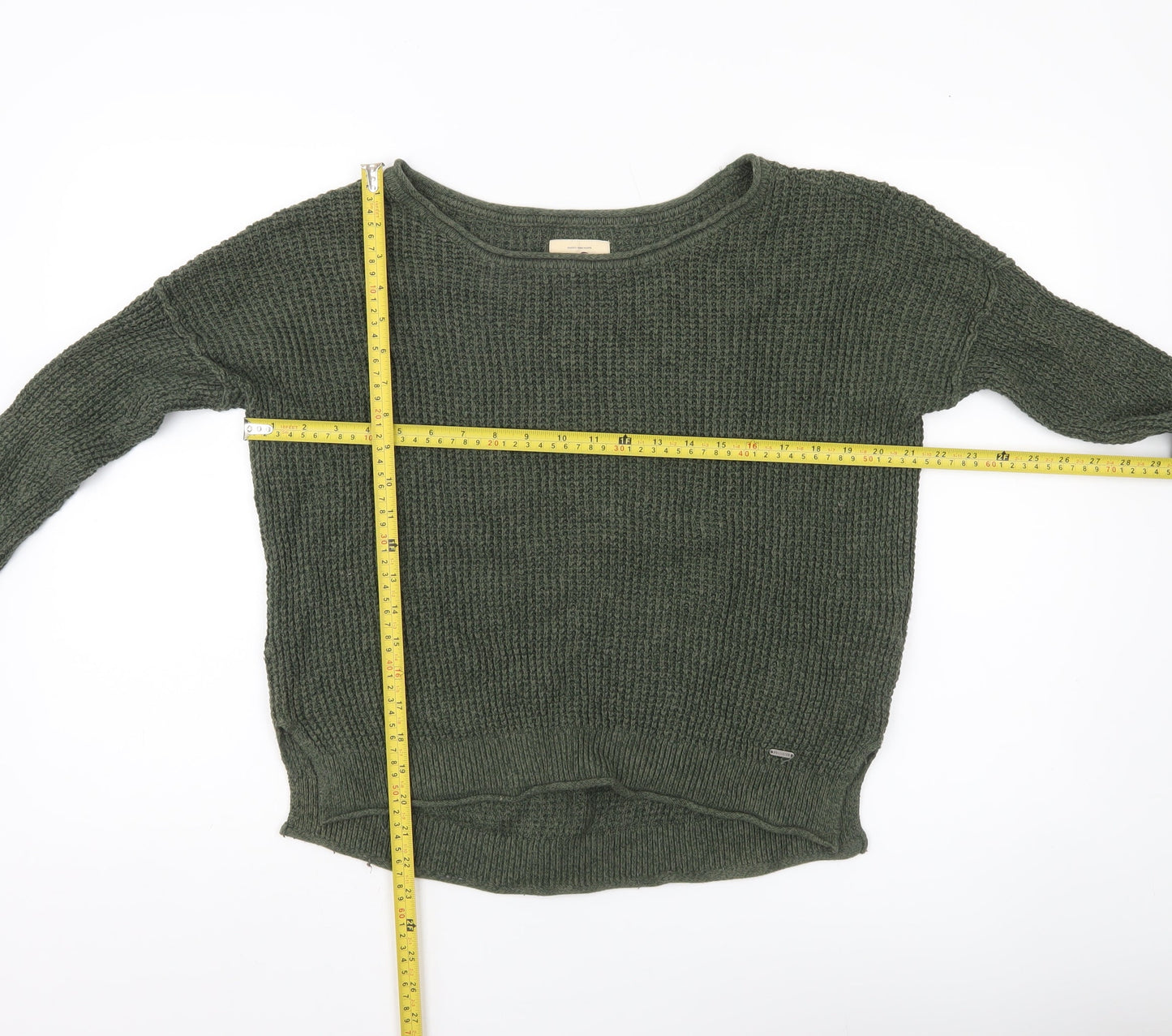 Hollister Womens Green Chunky Knit Pullover Jumper M