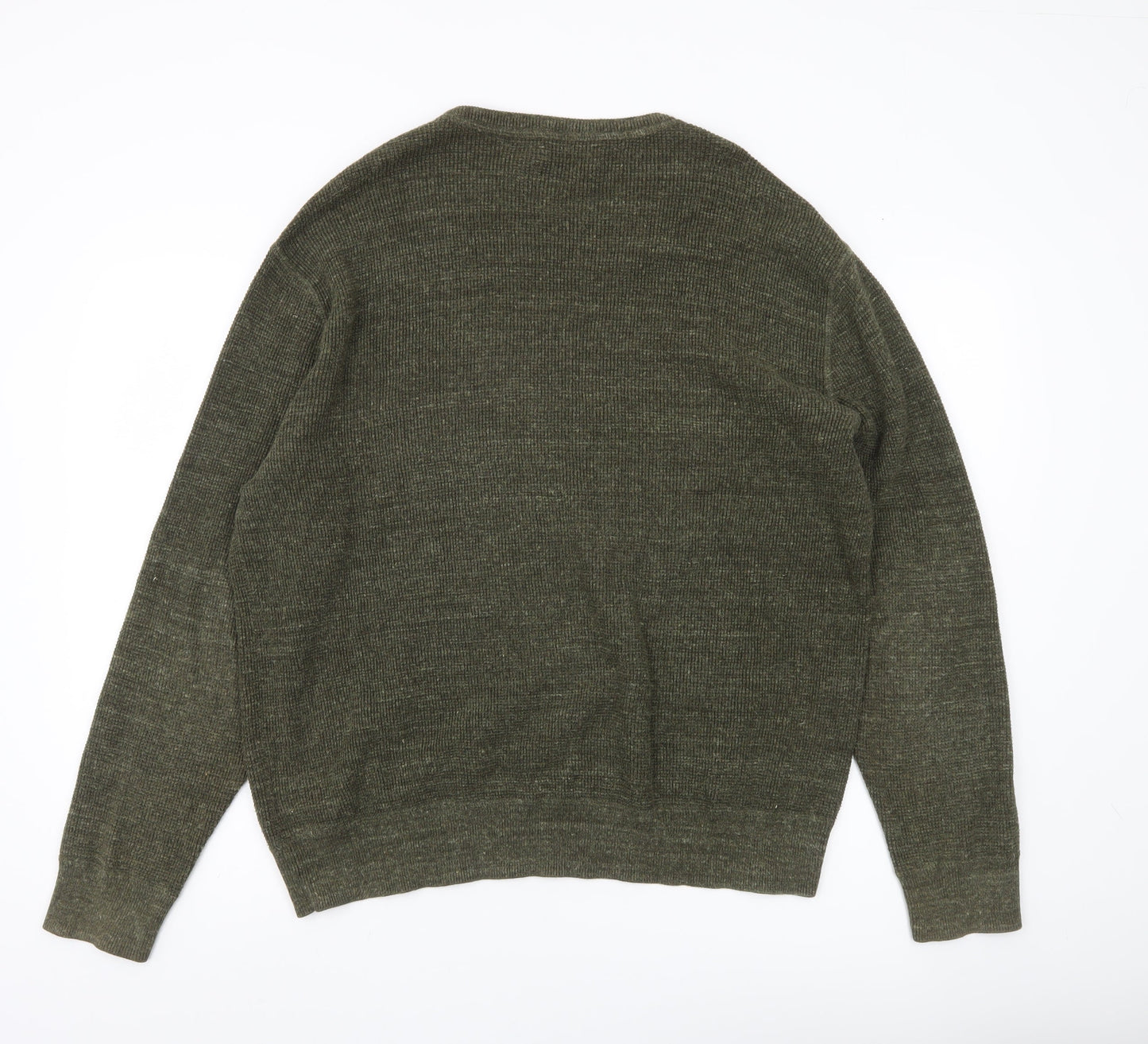 Polo Ralph Lauren Men’s Green Waffle Knit Cotton Pullover Jumper L