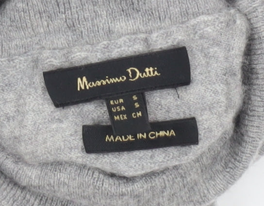 Massimo Dutti Womens Grey Roll Neck Wool Blend Striped Jumper Size 8