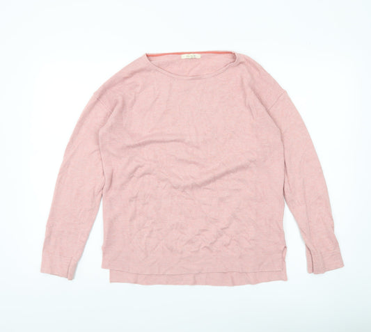White Stuff Womens Pink Cotton Blend Boat Neck Jumper Size 8