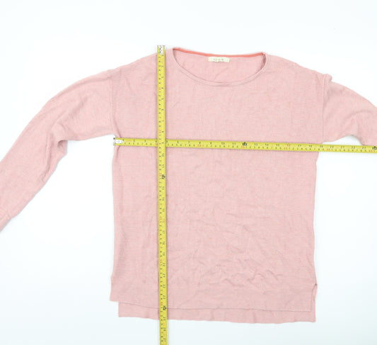 White Stuff Womens Pink Cotton Blend Boat Neck Jumper Size 8