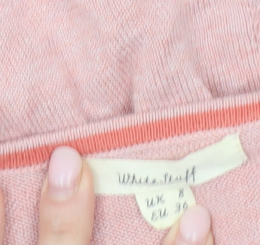 White Stuff Womens Pink Cotton Blend Boat Neck Jumper Size 8