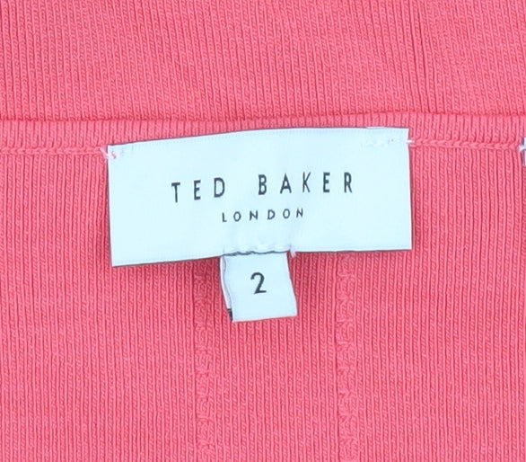 Ted Baker Womens Pink V-Neck Slim Fit Pullover Jumper Size 10